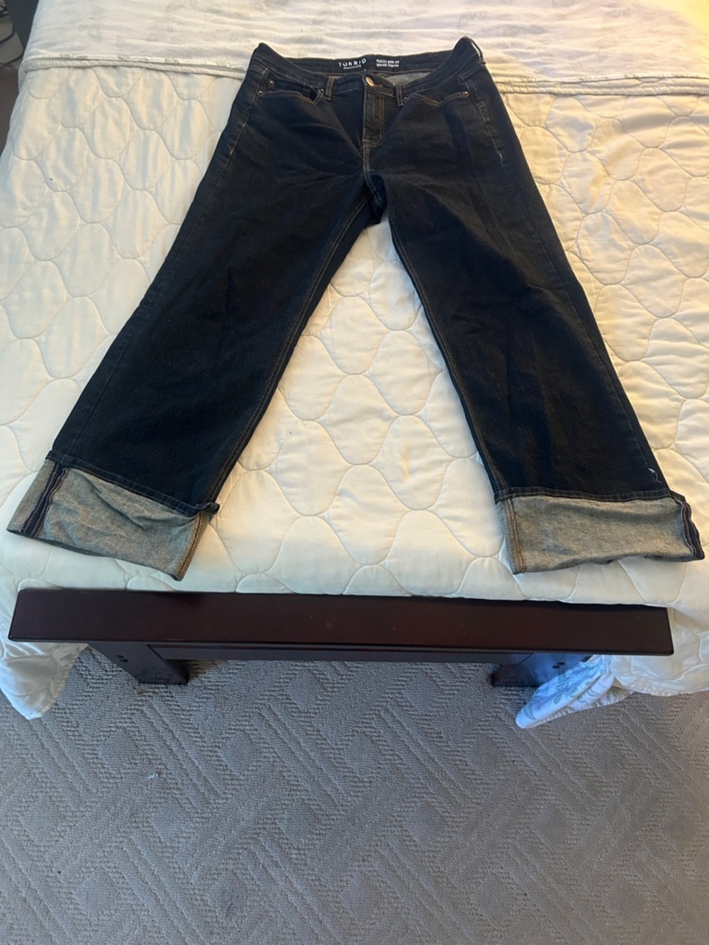 torrid Dark Indigo Cuffed Wide Leg Jeans